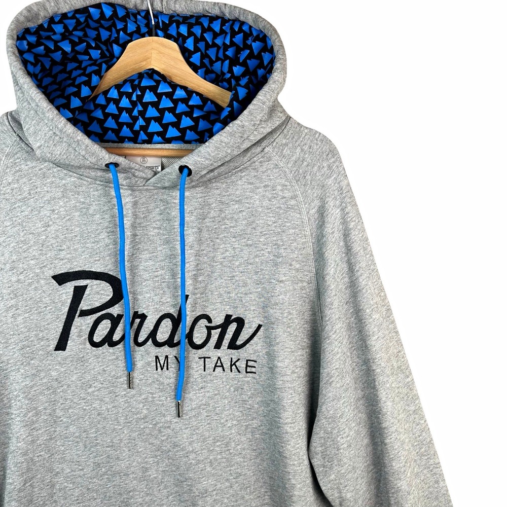 Barstool Sports Men's L Gray Hoodie Pardon My Take Heavyweight Cotton